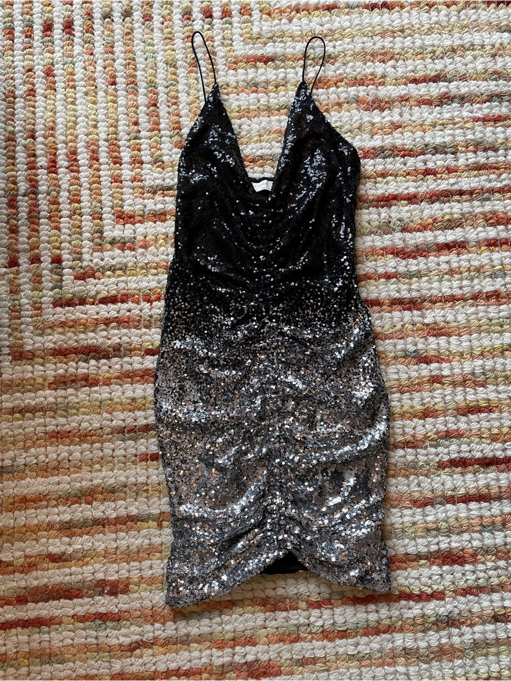 Bear Dance Black-to-Silver Sequin Mini Dress